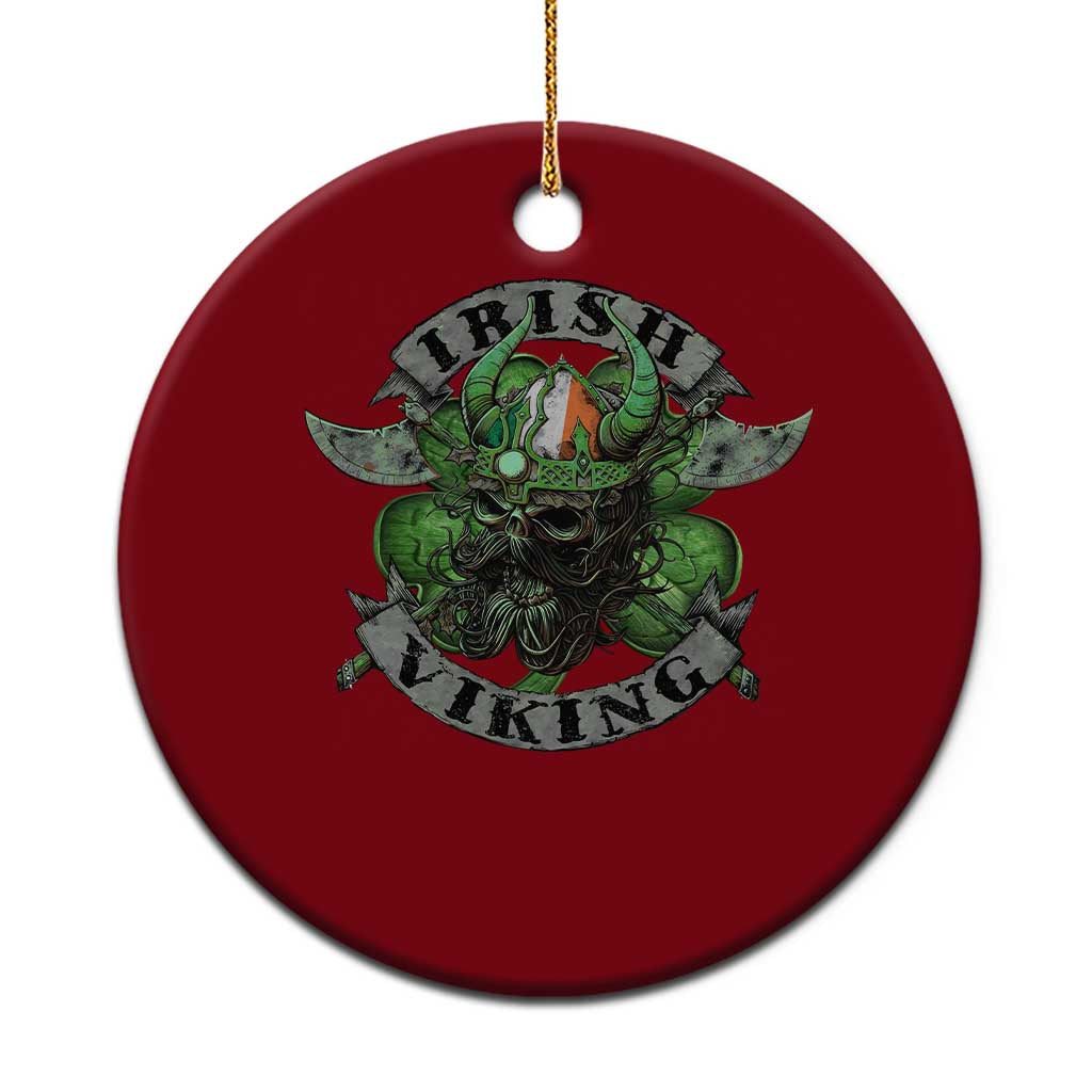 Funny Irish Viking Ceramic Ornament Vintage Shamrock Celtic Viking Skull TS11 1pc Red Print Your Wear