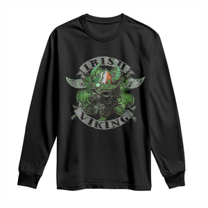 Funny Irish Viking Long Sleeve Shirt Vintage Shamrock Celtic Viking Skull TS11 Black Print Your Wear