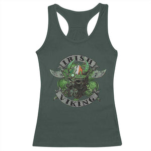 Funny Irish Viking Racerback Tank Top Vintage Shamrock Celtic Viking Skull TS11 Dark Forest Green Print Your Wear
