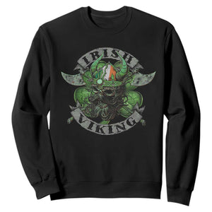 Funny Irish Viking Sweatshirt Vintage Shamrock Celtic Viking Skull TS11 Black Print Your Wear