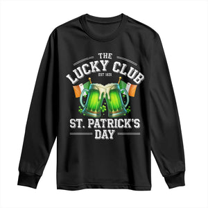 Funny St Patrick's Day Irish Beer Drinking Long Sleeve Shirt The Lucky Beer Club Ireland Flag TS11 Black Print Your Wear