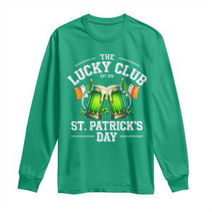 Funny St Patrick's Day Irish Beer Drinking Long Sleeve Shirt The Lucky Beer Club Ireland Flag TS11 Irish Green Print Your Wear