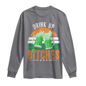 Funny St Patrick's Day Irish Beer Drinking Long Sleeve Shirt Drink Up Bitches Beer Mug TS11 Charcoal Print Your Wear