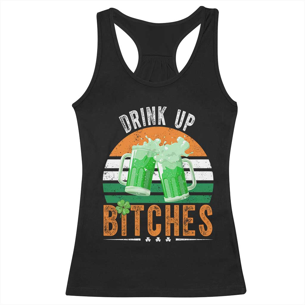Funny St Patrick's Day Irish Beer Drinking Racerback Tank Top Drink Up Bitches Beer Mug TS11 Black Print Your Wear