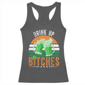 Funny St Patrick's Day Irish Beer Drinking Racerback Tank Top Drink Up Bitches Beer Mug TS11 Dark Heather Print Your Wear