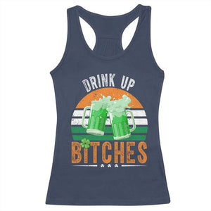 Funny St Patrick's Day Irish Beer Drinking Racerback Tank Top Drink Up Bitches Beer Mug TS11 Navy Print Your Wear