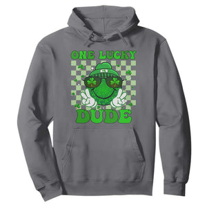 Funny One Lucky Dude St Patrick's Day Hoodie Checkerboard Shamrock TS11 Charcoal Print Your Wear