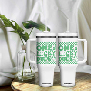 Funny One Lucky Dude Tumbler With Handle St Patrick's Day Clover Horseshoe TS11 Print Your Wear