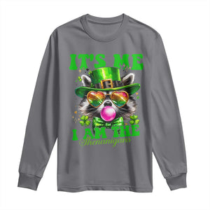 Funny It's Me I Am The Shenanigans Long Sleeve Shirt St Patrick's Day Racoon Shamrock TS11 Charcoal Print Your Wear