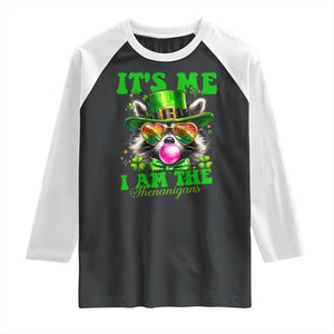 Funny It's Me I Am The Shenanigans Raglan Shirt St Patrick's Day Racoon Shamrock TS11 Black White Print Your Wear