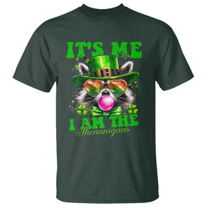 Funny It's Me I Am The Shenanigans T Shirt St Patrick's Day Racoon Shamrock TS11 Dark Forest Green Print Your Wear