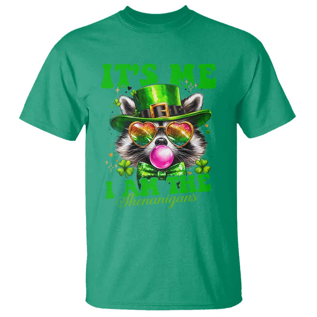 Funny It's Me I Am The Shenanigans T Shirt St Patrick's Day Racoon Shamrock TS11 Irish Green Print Your Wear