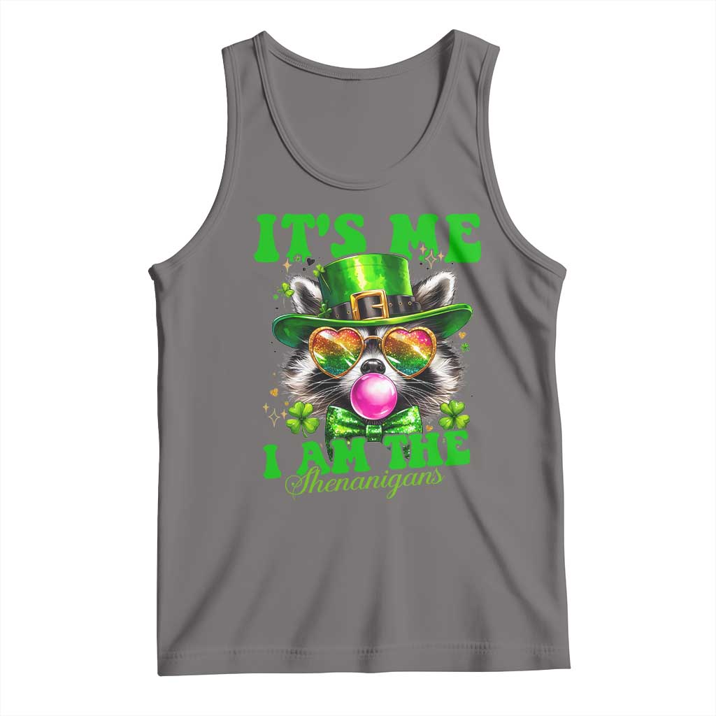 Funny It's Me I Am The Shenanigans Tank Top St Patrick's Day Racoon Shamrock TS11 Deep Heather Print Your Wear