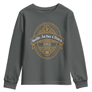 Dublin Ireland Youth Sweatshirt Baile Atha Cliath Land Of The Free Since 1916 TS11 Dark Heather Print Your Wear