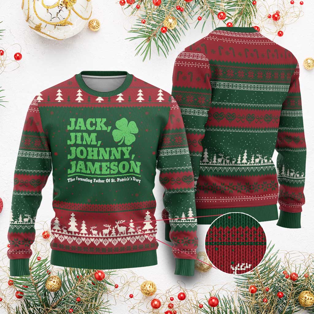 Funny St Patricks Day Irish Fathers Jack Jim Johnny Jameson Ugly Christmas Sweater TS11 Red Green Print Your Wear