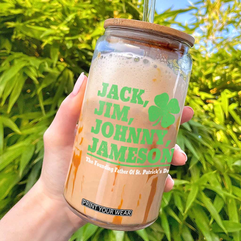 Funny St Patricks Day Irish Fathers Jack Jim Johnny Jameson Glass Can TS11 Black Print Your Wear