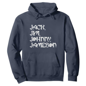 Jack Jim Johnny Jameson St Patricks Day Whiskey Shamrock Hoodie TS11 Navy Print Your Wear