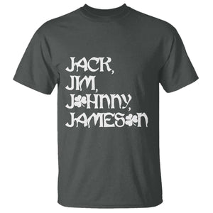 Jack Jim Johnny Jameson St Patricks Day Whiskey Shamrock T Shirt TS11 Dark Heather Print Your Wear