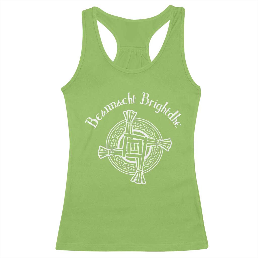 St Brigids Day Racerback Tank Top Beannacht Brighdhe Gaelic Irish Imbolc TS11 Lime Print Your Wear