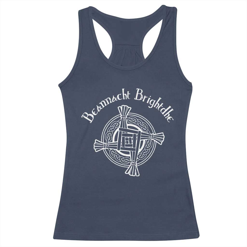 St Brigids Day Racerback Tank Top Beannacht Brighdhe Gaelic Irish Imbolc TS11 Navy Print Your Wear