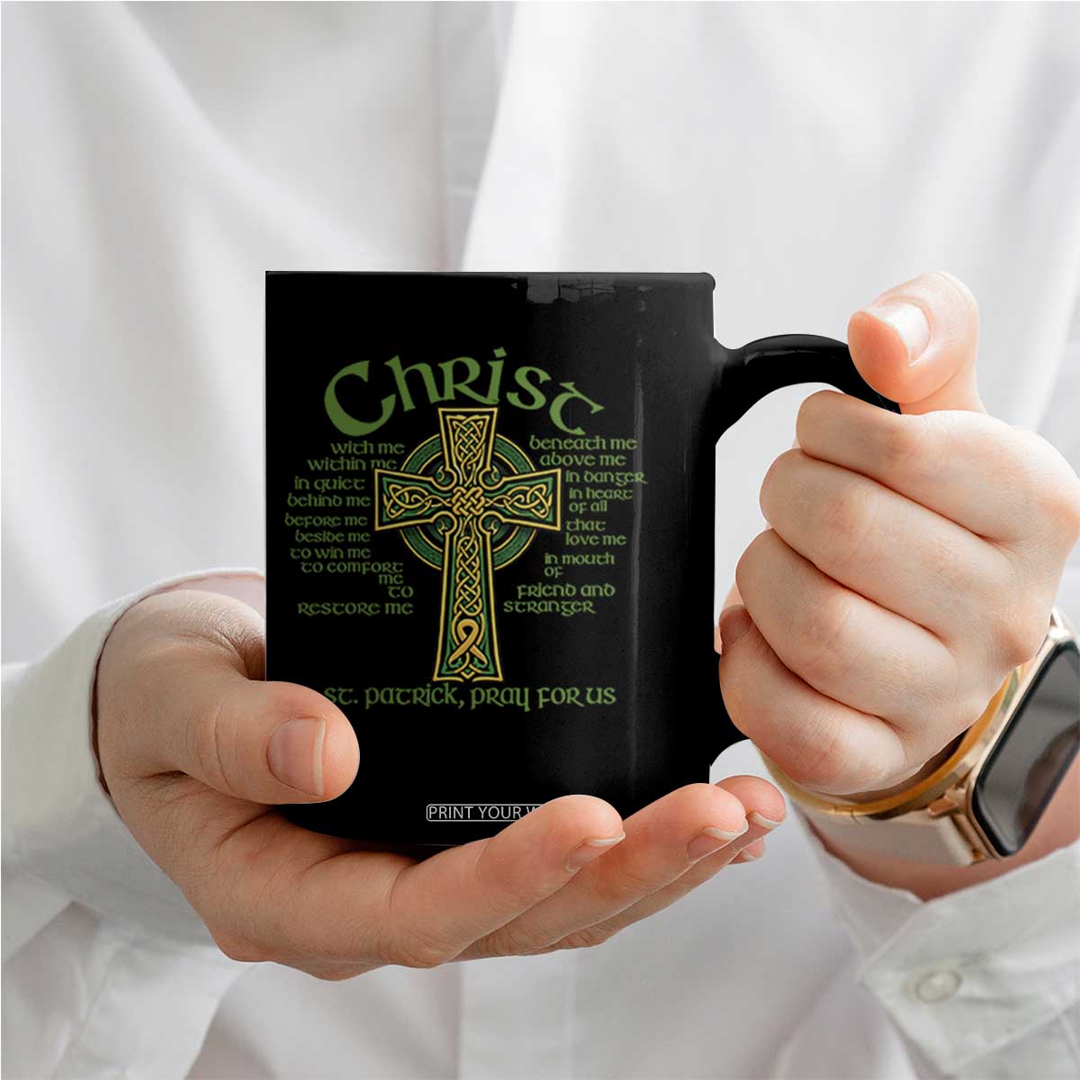 Christ St Patrick Pray For Us Christian Catholic Religious Celtic Cross Coffee Mug TS11 Print Your Wear