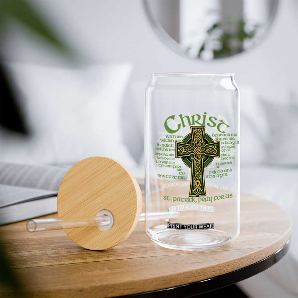 Christ St Patrick Pray For Us Christian Catholic Religious Celtic Cross Glass Can TS11 Print Your Wear