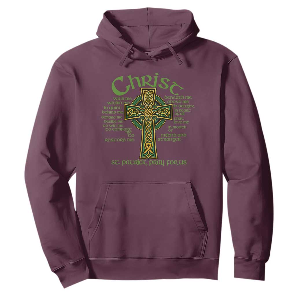 Christ St Patrick Pray For Us Christian Catholic Religious Celtic Cross Hoodie TS11 Maroon Print Your Wear