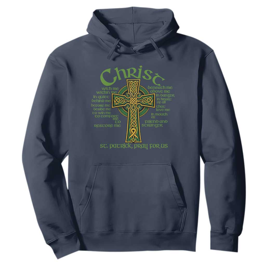 Christ St Patrick Pray For Us Christian Catholic Religious Celtic Cross Hoodie TS11 Navy Print Your Wear