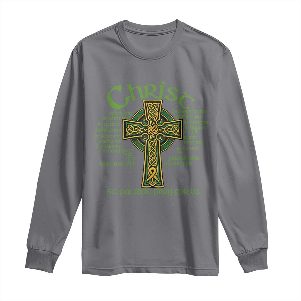 Christ St Patrick Pray For Us Christian Catholic Religious Celtic Cross Long Sleeve Shirt TS11 Charcoal Print Your Wear