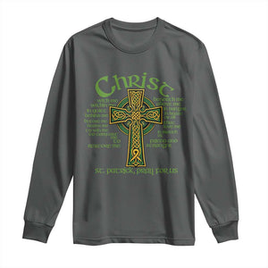 Christ St Patrick Pray For Us Christian Catholic Religious Celtic Cross Long Sleeve Shirt TS11 Dark Heather Print Your Wear