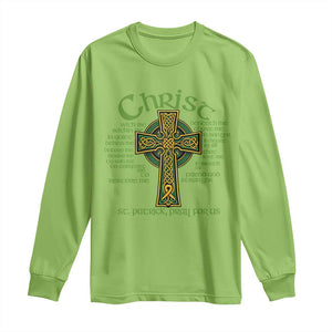 Christ St Patrick Pray For Us Christian Catholic Religious Celtic Cross Long Sleeve Shirt TS11 Lime Print Your Wear