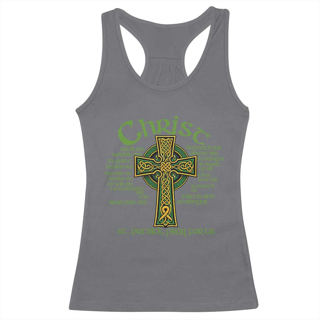 Christ St Patrick Pray For Us Christian Catholic Religious Celtic Cross Racerback Tank Top TS11 Charcoal Print Your Wear