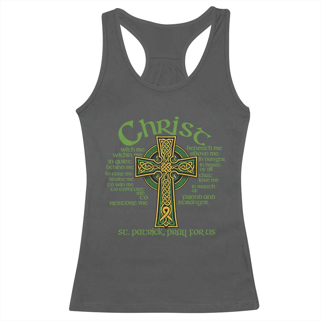 Christ St Patrick Pray For Us Christian Catholic Religious Celtic Cross Racerback Tank Top TS11 Dark Heather Print Your Wear
