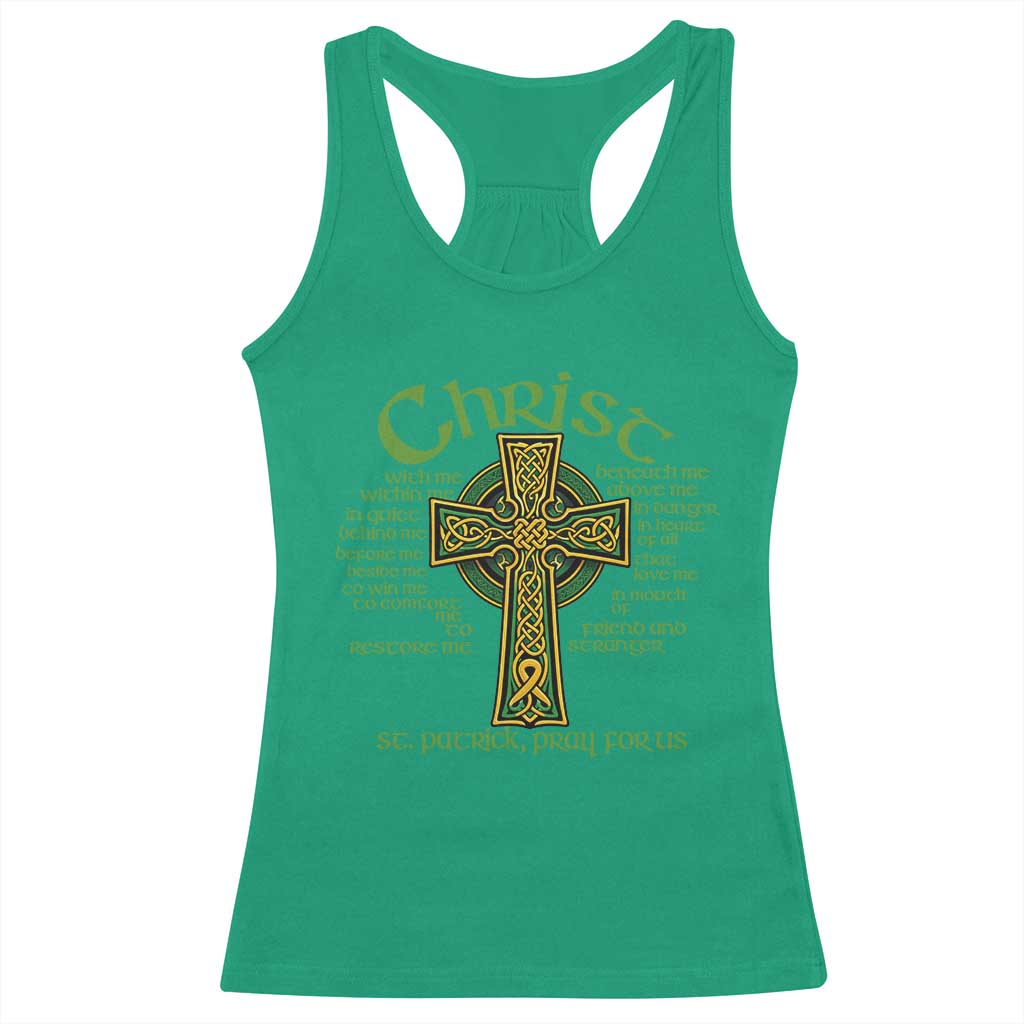 Christ St Patrick Pray For Us Christian Catholic Religious Celtic Cross Racerback Tank Top TS11 Irish Green Print Your Wear
