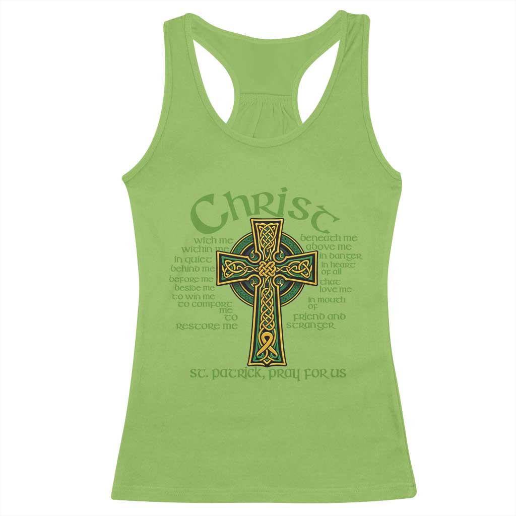 Christ St Patrick Pray For Us Christian Catholic Religious Celtic Cross Racerback Tank Top TS11 Lime Print Your Wear