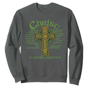 Christ St Patrick Pray For Us Christian Catholic Religious Celtic Cross Sweatshirt TS11 Dark Heather Print Your Wear