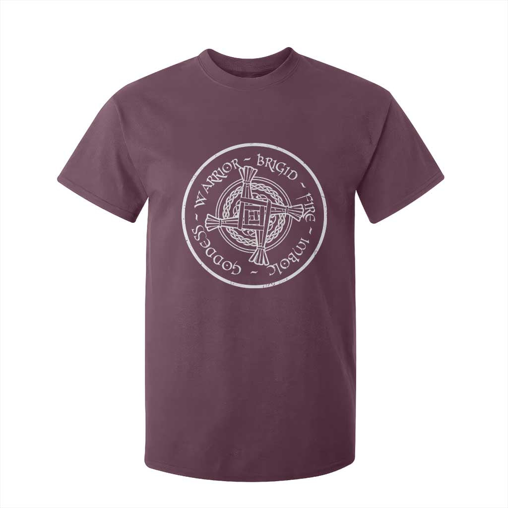 St Brigids Day T Shirt For Kid Warrior Brigid Fire Imbloc Goddess Gaelic Willow Cross TS11 Maroon Print Your Wear