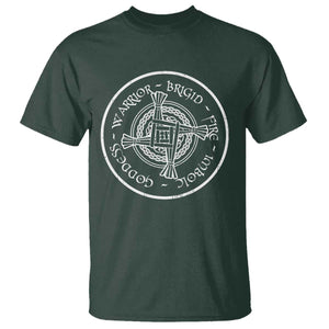 St Brigids Day T Shirt Warrior Brigid Fire Imbloc Goddess Gaelic Willow Cross TS11 Dark Forest Green Print Your Wear