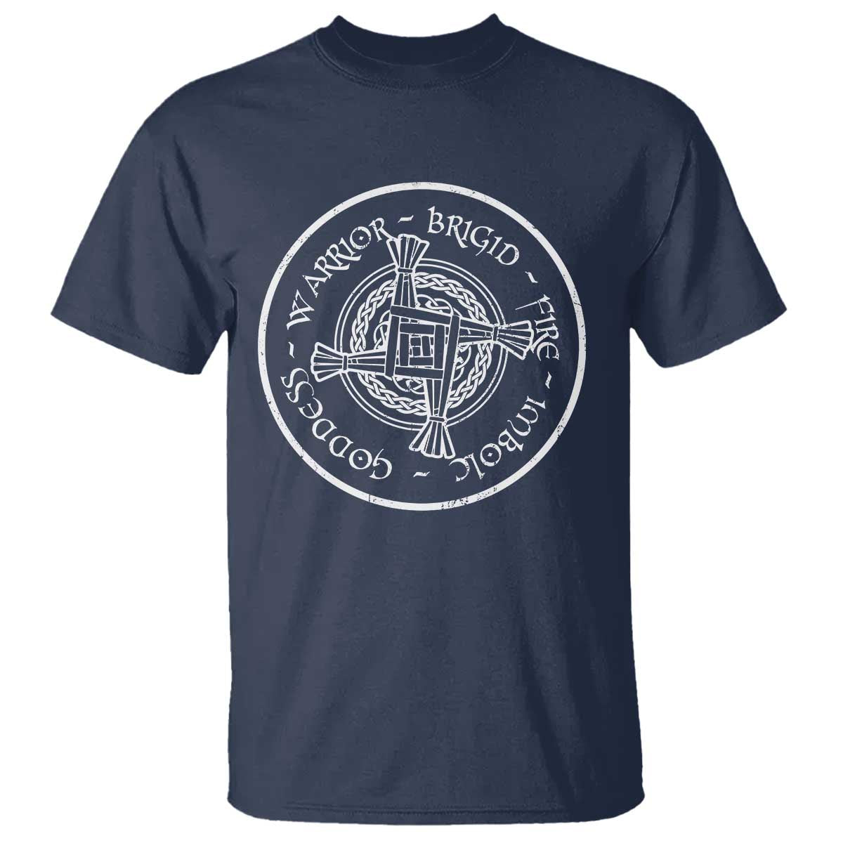 St Brigids Day T Shirt Warrior Brigid Fire Imbloc Goddess Gaelic Willow Cross TS11 Navy Print Your Wear