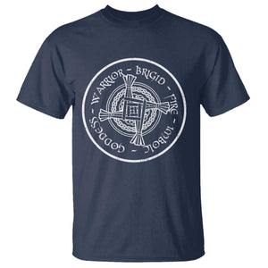 St Brigids Day T Shirt Warrior Brigid Fire Imbloc Goddess Gaelic Willow Cross TS11 Navy Print Your Wear