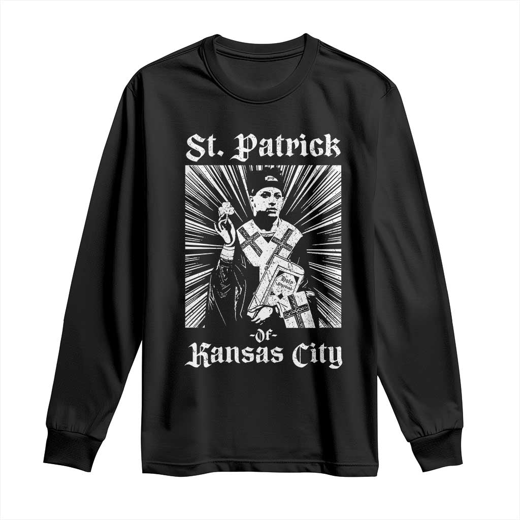St Patrick Of Kansas City Long Sleeve Shirt Funny St Patricks Day Missouri State Football Fan TS11 Black Print Your Wear