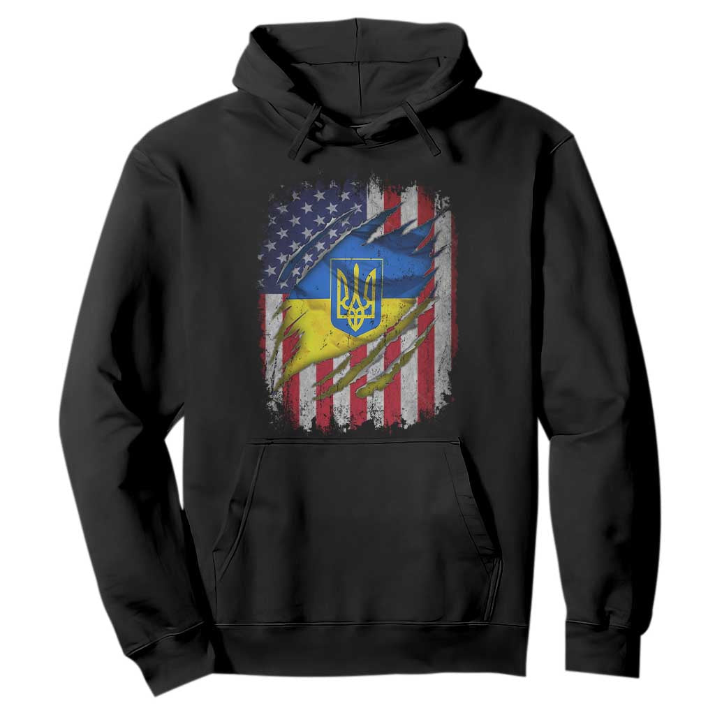 Ukrainian Americans Pride Hoodie Vintage Ukraine USA Flag TS11 Black Print Your Wear