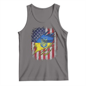 Ukrainian Americans Pride Tank Top Vintage Ukraine USA Flag TS11 Deep Heather Print Your Wear