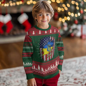 Ukrainian Americans Pride Knit Sweatshirt Vintage Ukraine USA Flag TS11 Christmas Print Your Wear
