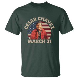Cesar Chavez Day T Shirt March Holiday Hispanic Heritage American Flag TS11 Dark Forest Green Print Your Wear