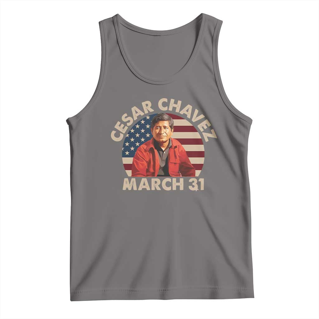 Cesar Chavez Day Tank Top March Holiday Hispanic Heritage American Flag TS11 Deep Heather Print Your Wear