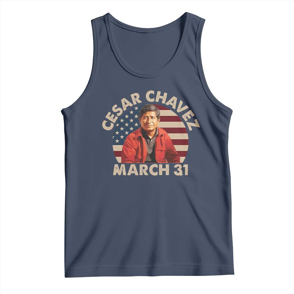 Cesar Chavez Day Tank Top March Holiday Hispanic Heritage American Flag TS11 Navy Print Your Wear