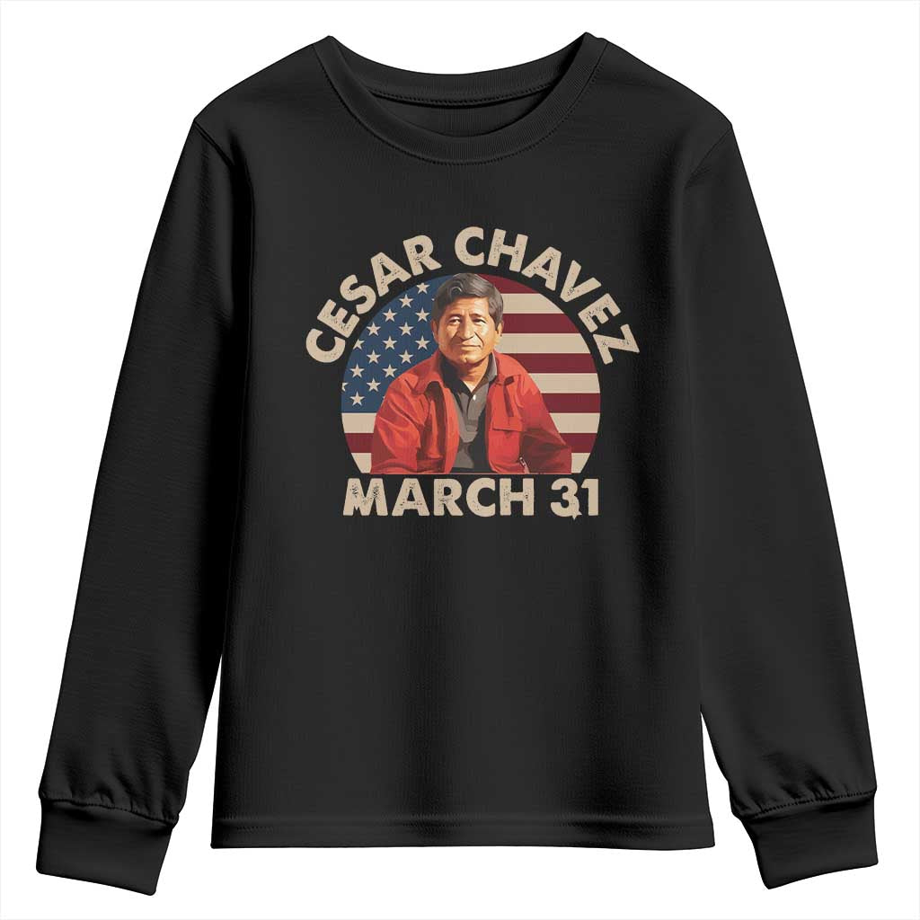 Cesar Chavez Day Youth Sweatshirt March Holiday Hispanic Heritage American Flag TS11 Black Print Your Wear