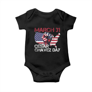 Cesar Chavez Day Baby Onesie March 31 Hand Fist American Flag TS11 Black Print Your Wear
