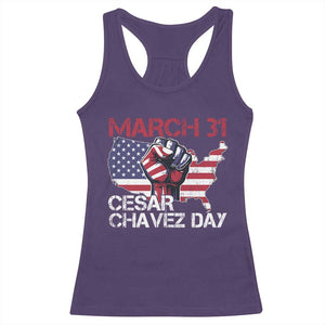 Cesar Chavez Day Racerback Tank Top March 31 Hand Fist American Flag TS11 Purple Print Your Wear